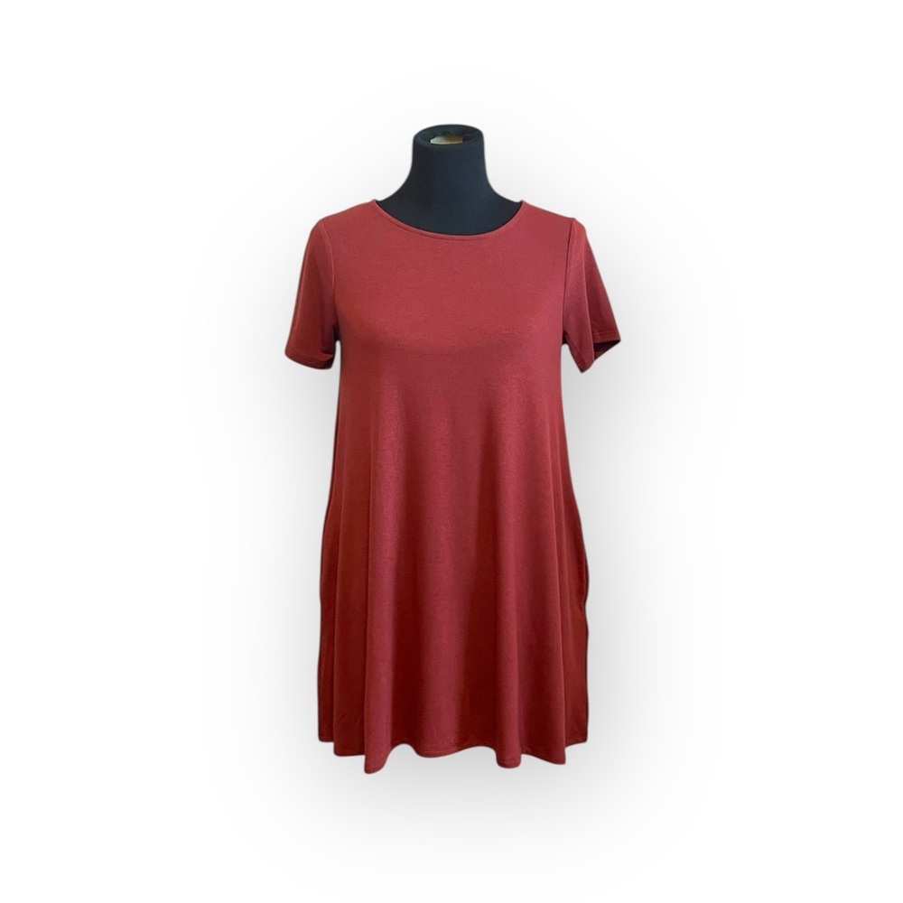 Zenana Premium Red Relaxed Tunic Short Sleeve Top